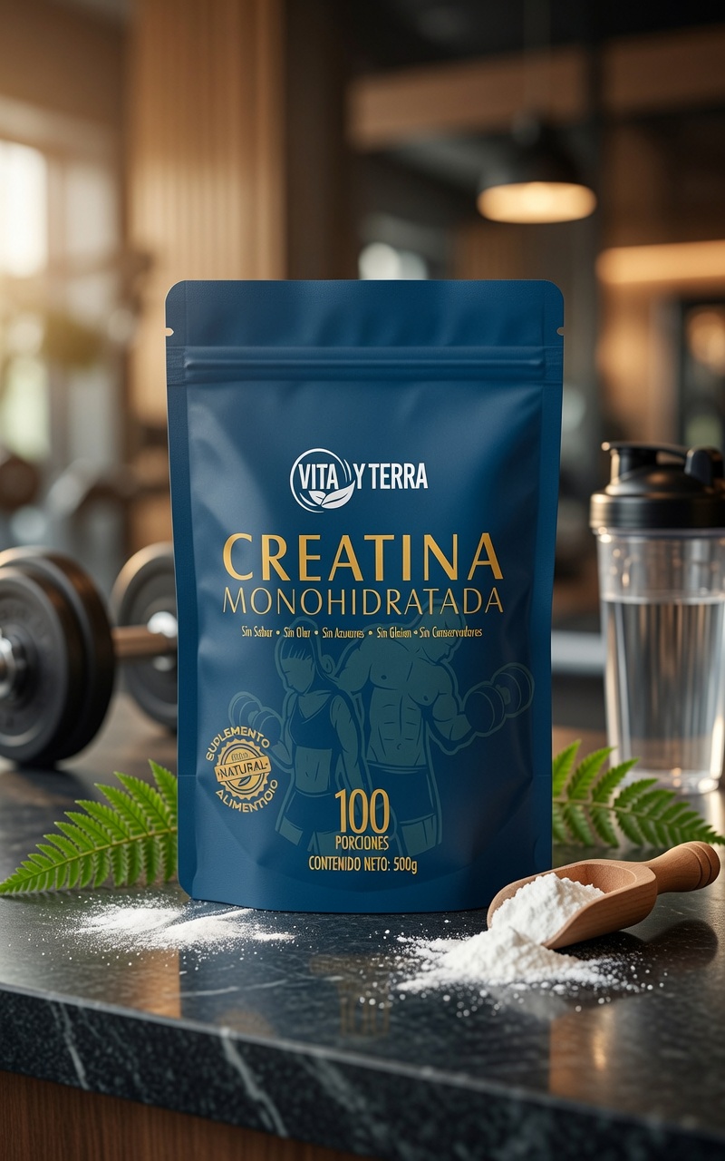 Empaque de Creatina Monohidratada Vita y Terra 500g